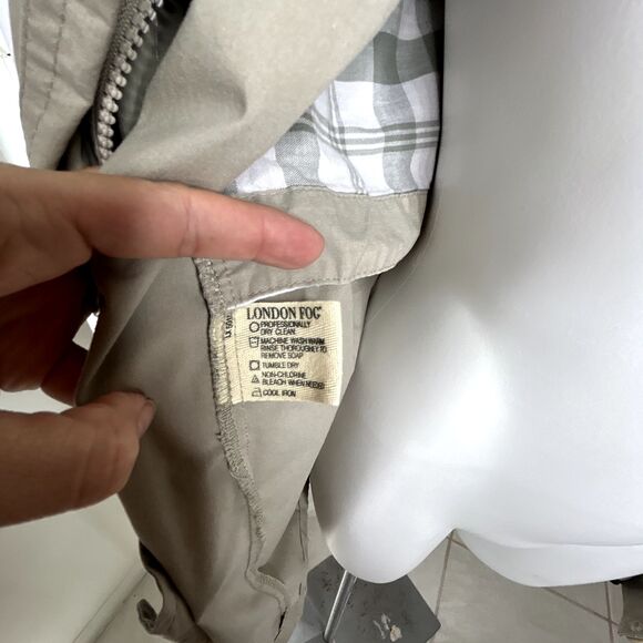 LONDON FOG Womens Size S Khaki Cotton Utility Jacket Lightweight Detachable Hood - Picture 10 of 11